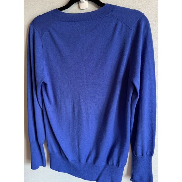 J.Crew Womens Blue V-Neck 100% Merino Wool Sweater Lightweight Cozy Cottagecore - Picture 2 of 10